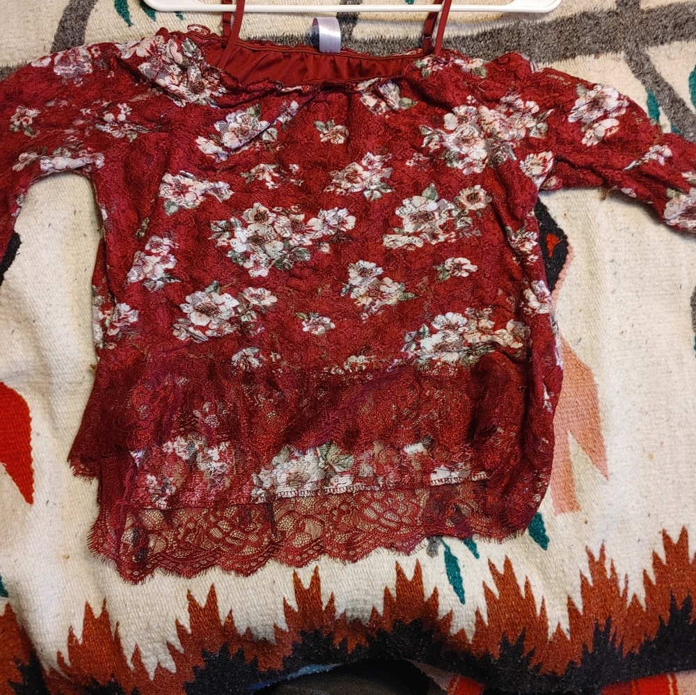 Ladies sheer three quarter sleeved blouse